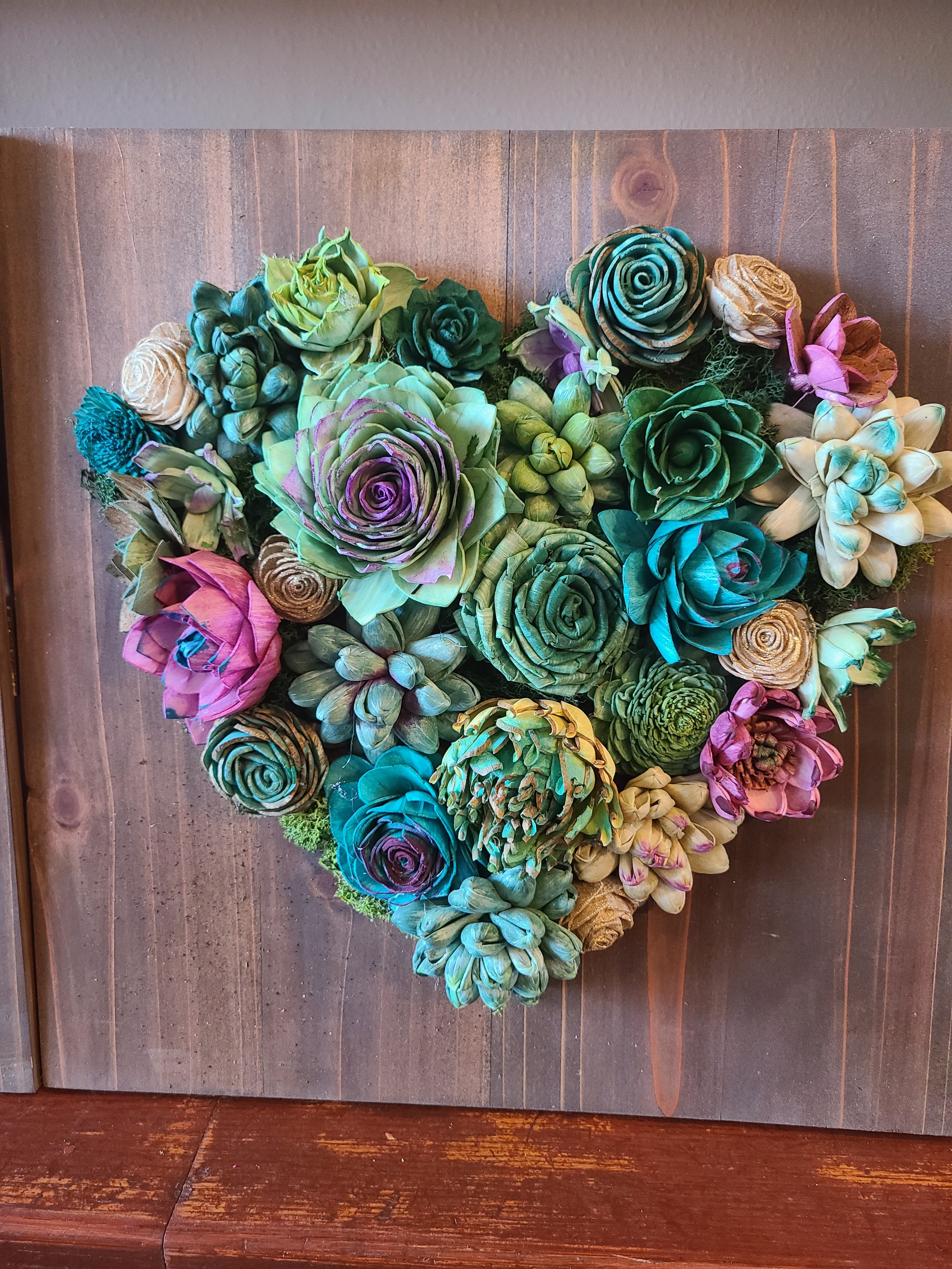 Hand-Painted Succulent Wall Heart