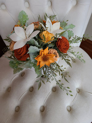 Orange and Lily Wooden Centerpiece