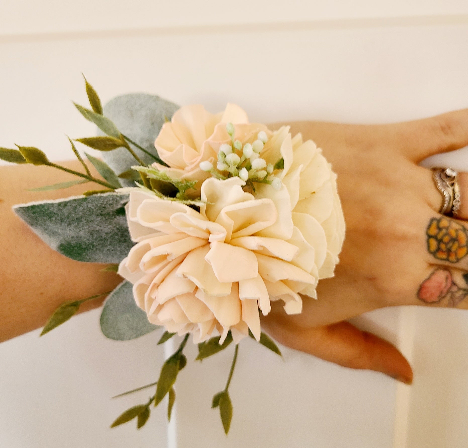 Blush Pink and Ivory Dahlia and Peony Corsage