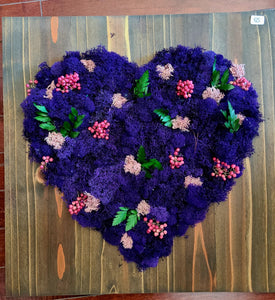 Purple Moss Heart with Pink Polka Dots