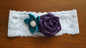 Shabby Chic Fabric Flower Garter Set