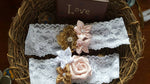 Shabby Chic Fabric Flower Garter Set