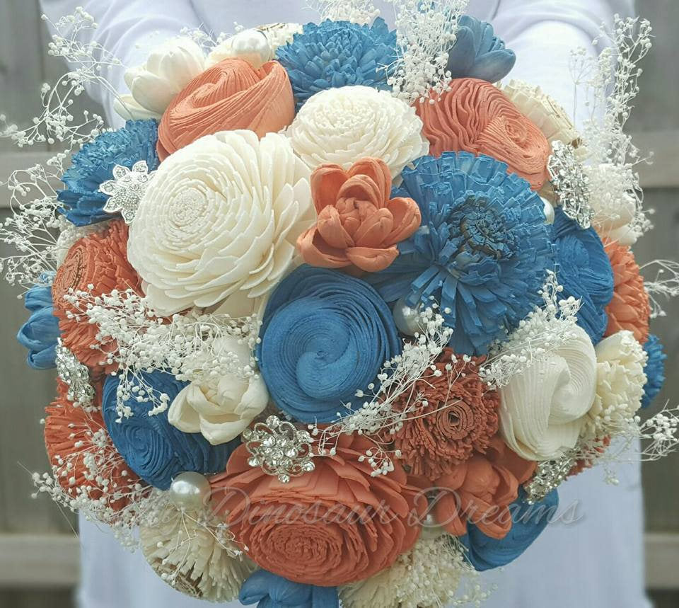 Coral and Sea Blue Bouquet