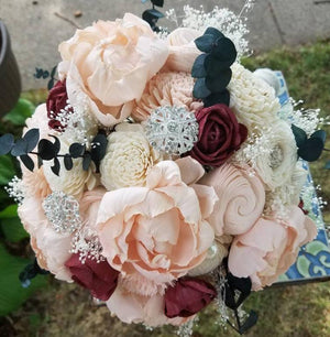 Peony and Rose Blush and Burgundy Bouquet