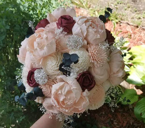 Peony and Rose Blush and Burgundy Bouquet