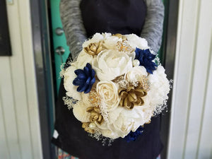 Navy and Gold Peony Bouquet