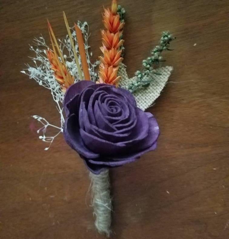 Burlap and Rose Boutonniere