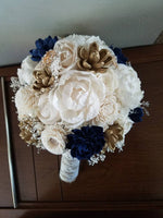 Navy and Gold Peony Bouquet