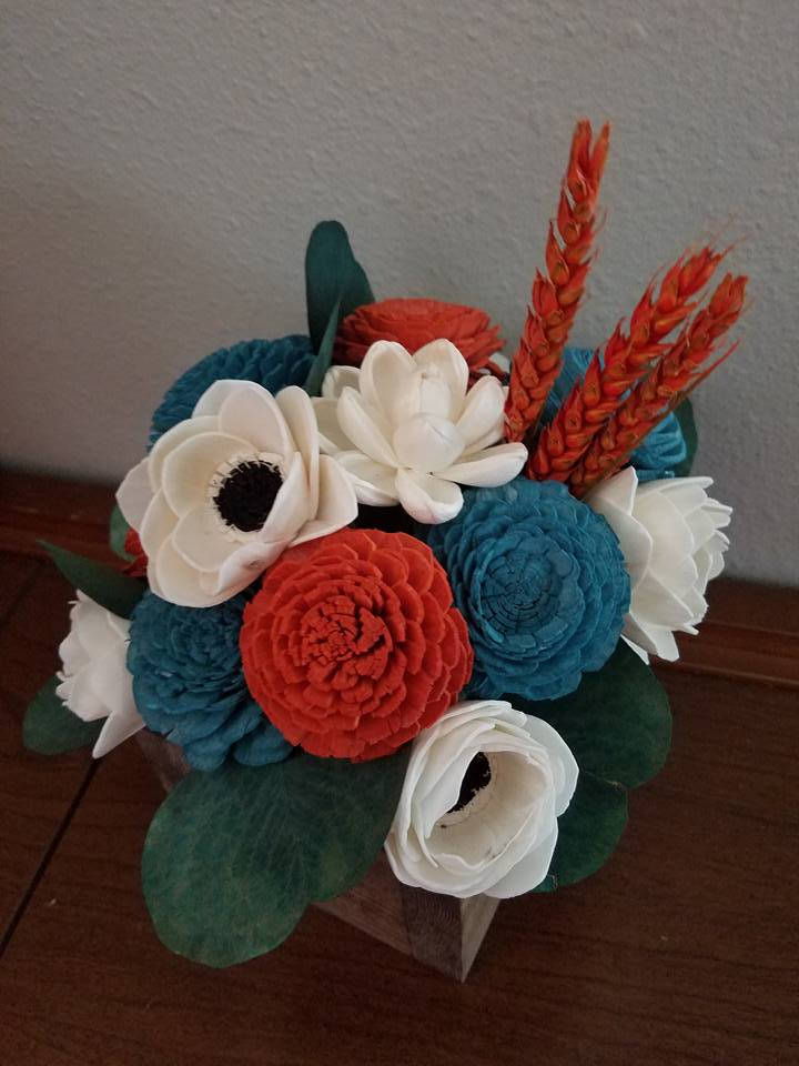 Teal and Orange Fall Centerpiece