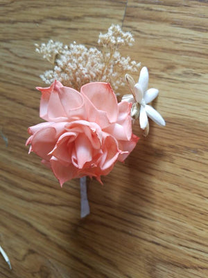 Coral Dahlia Boutonniere