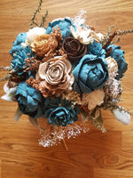 Rustic Teal Peony Bouquet