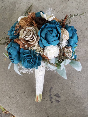 Rustic Teal Peony Bouquet