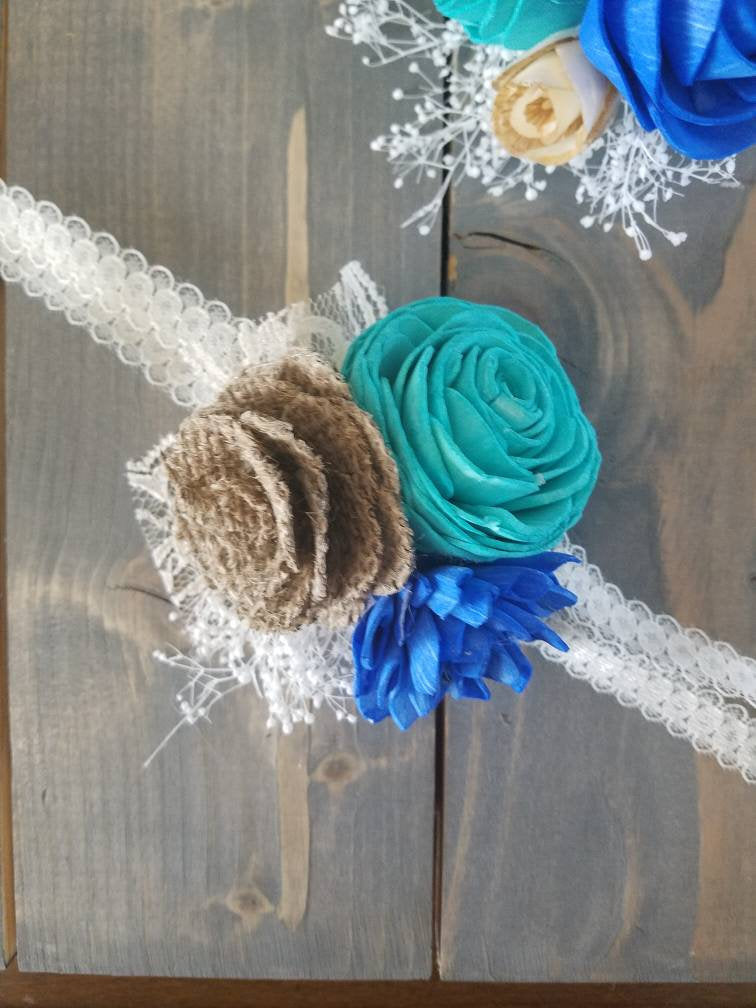 Burlap and Sola Wrist Corsage