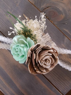 Mint and Bark Corsage