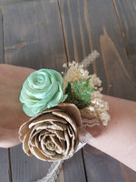 Mint and Bark Corsage