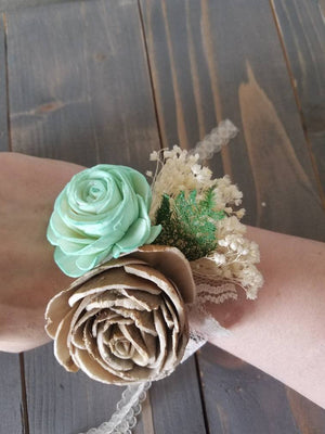 Mint and Bark Corsage