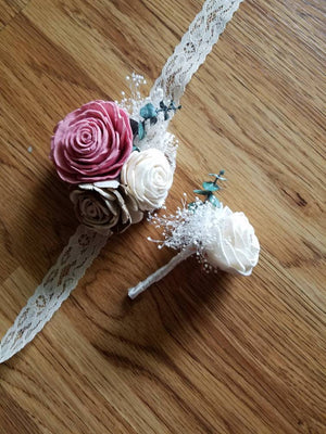 Dusty Rose and Bark Corsage