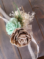 Mint and Bark Corsage