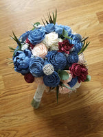 Steel Blue and Burgundy Fall Bouquet