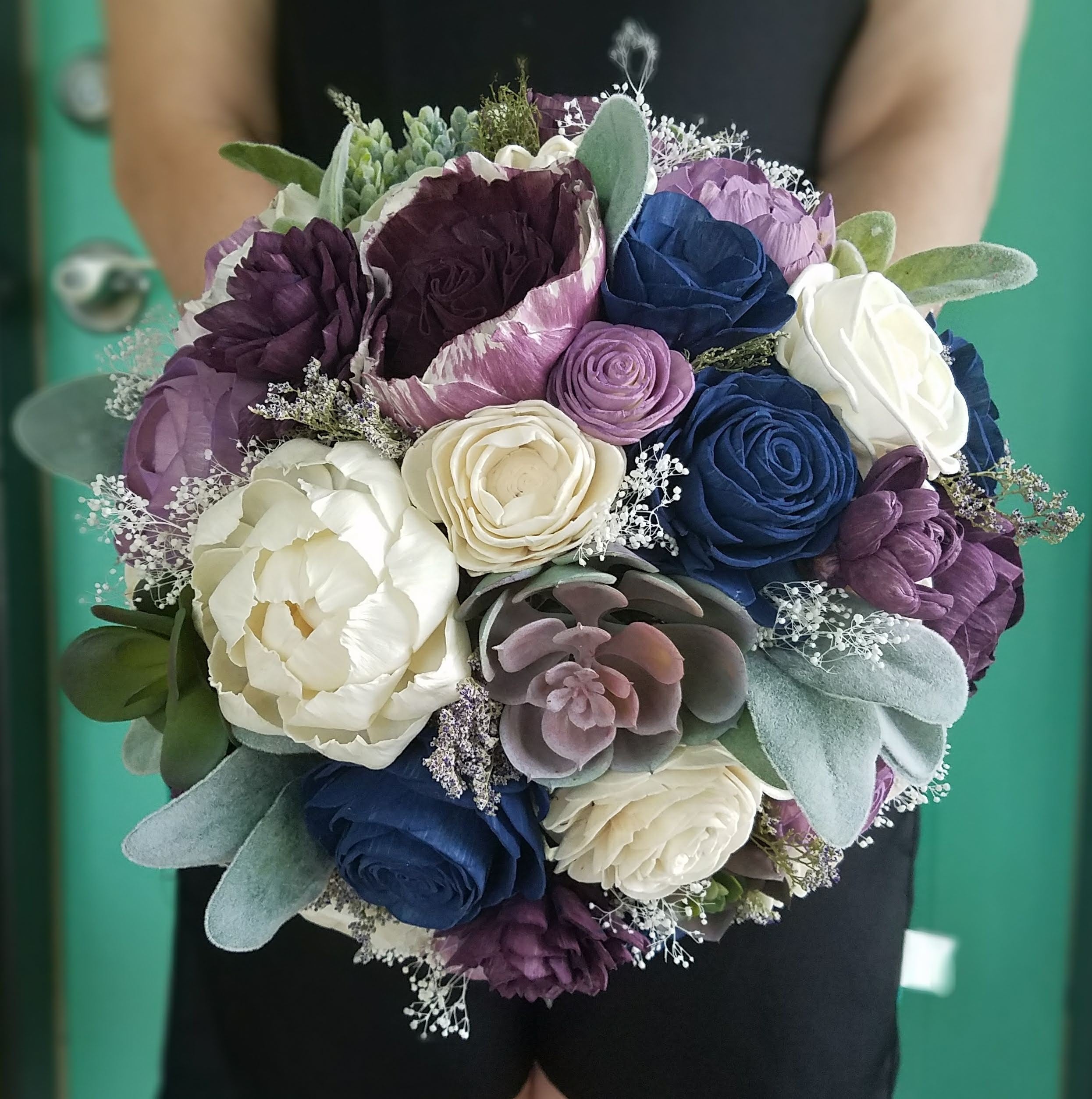 blue purple succulent Purple and Blue Succulent Bouquet 7 / Lace