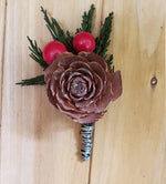 Pine and Berry Boutonniere