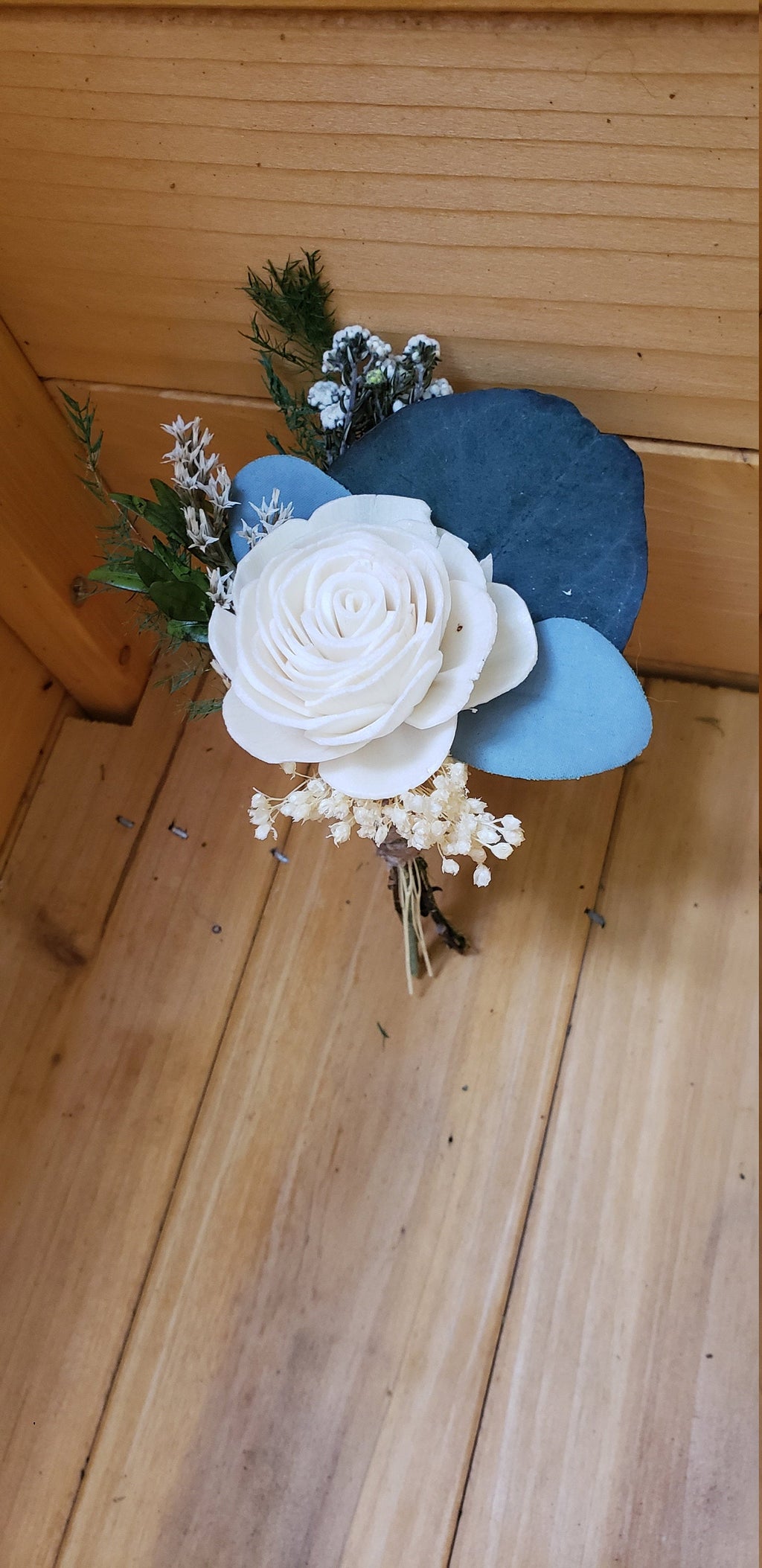 Ivory Rose Eucalyptus Boutonniere