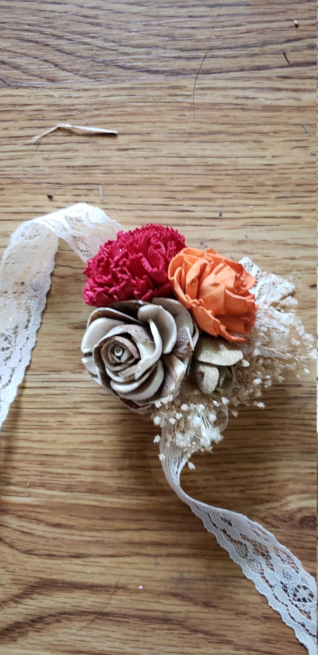Fall Colors Wooden Wrist Corsage