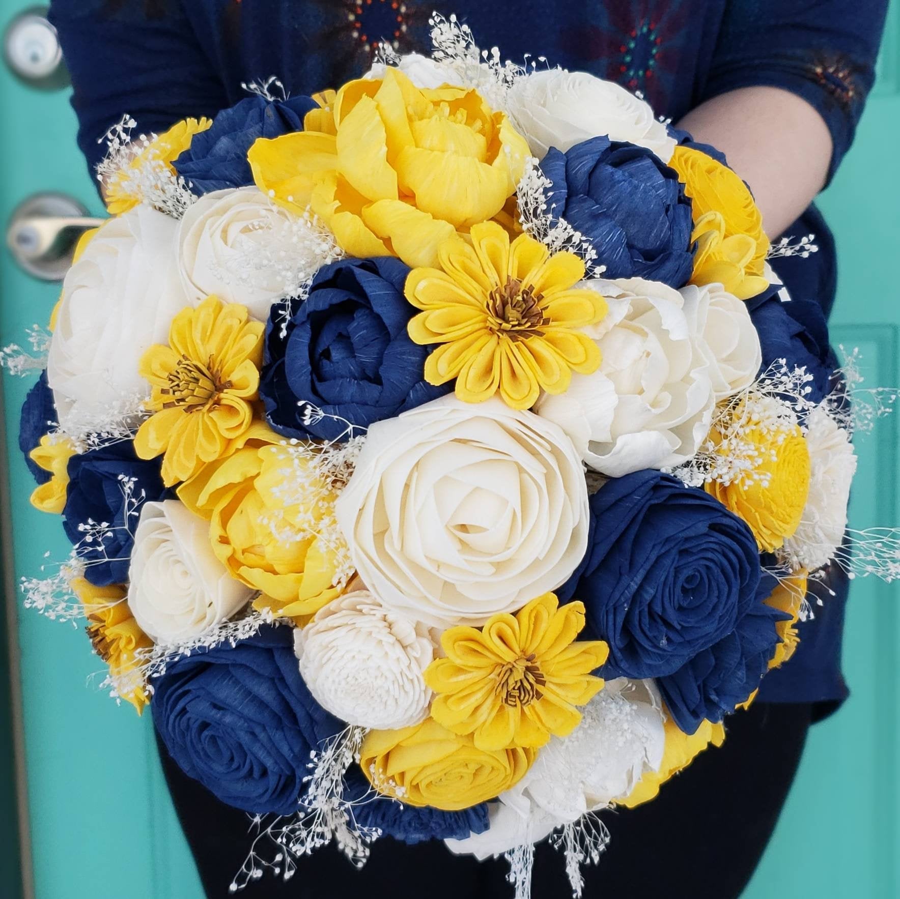 Dark Blue and Yellow Sunflower Bouquet