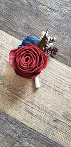 Wine and Navy Boutonniere