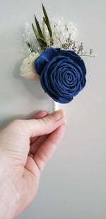 Navy Blue Rose Boutonniere