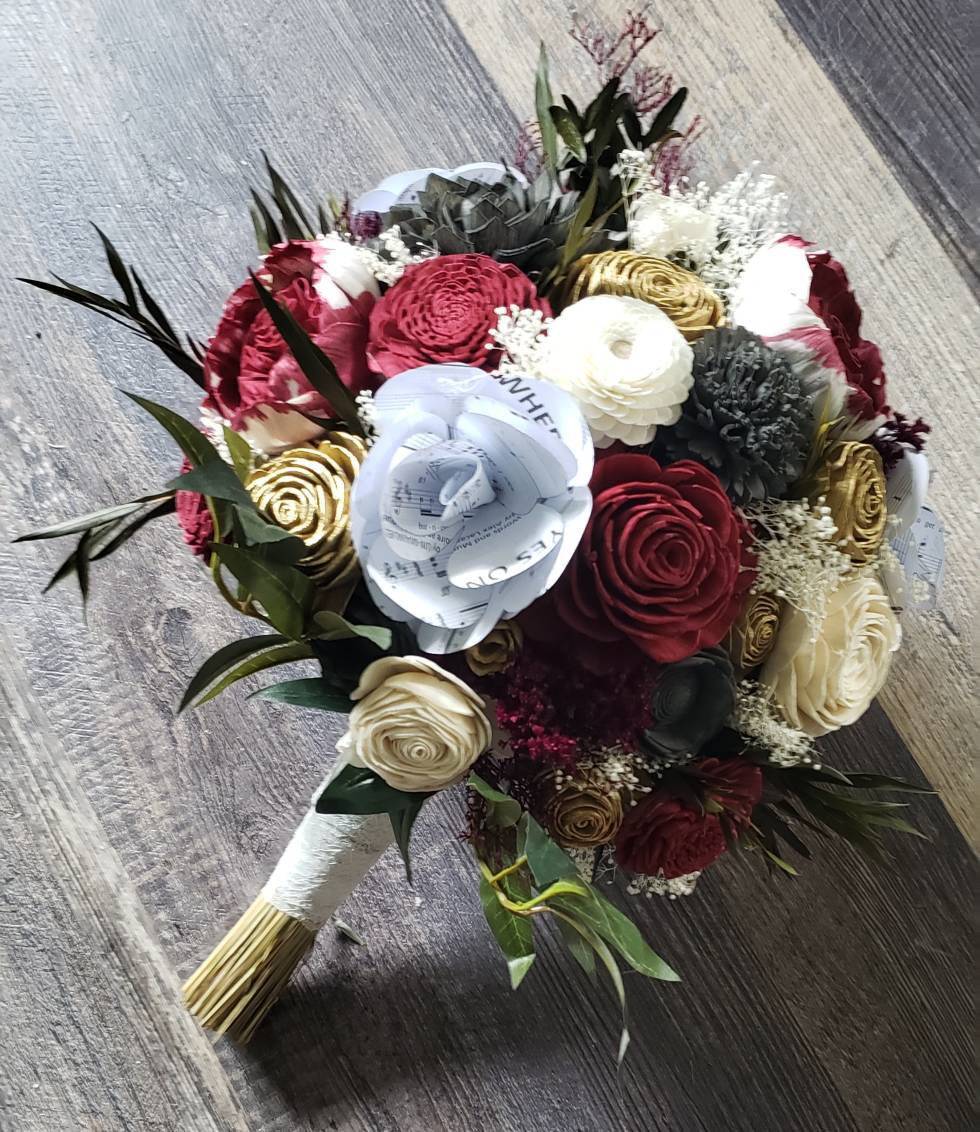 Burgundy and Charcoal Music Bouquet
