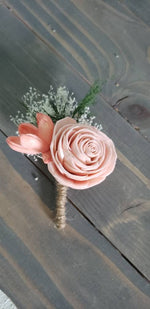 Blush and Coral Boutonniere