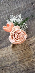 Blush and Coral Boutonniere