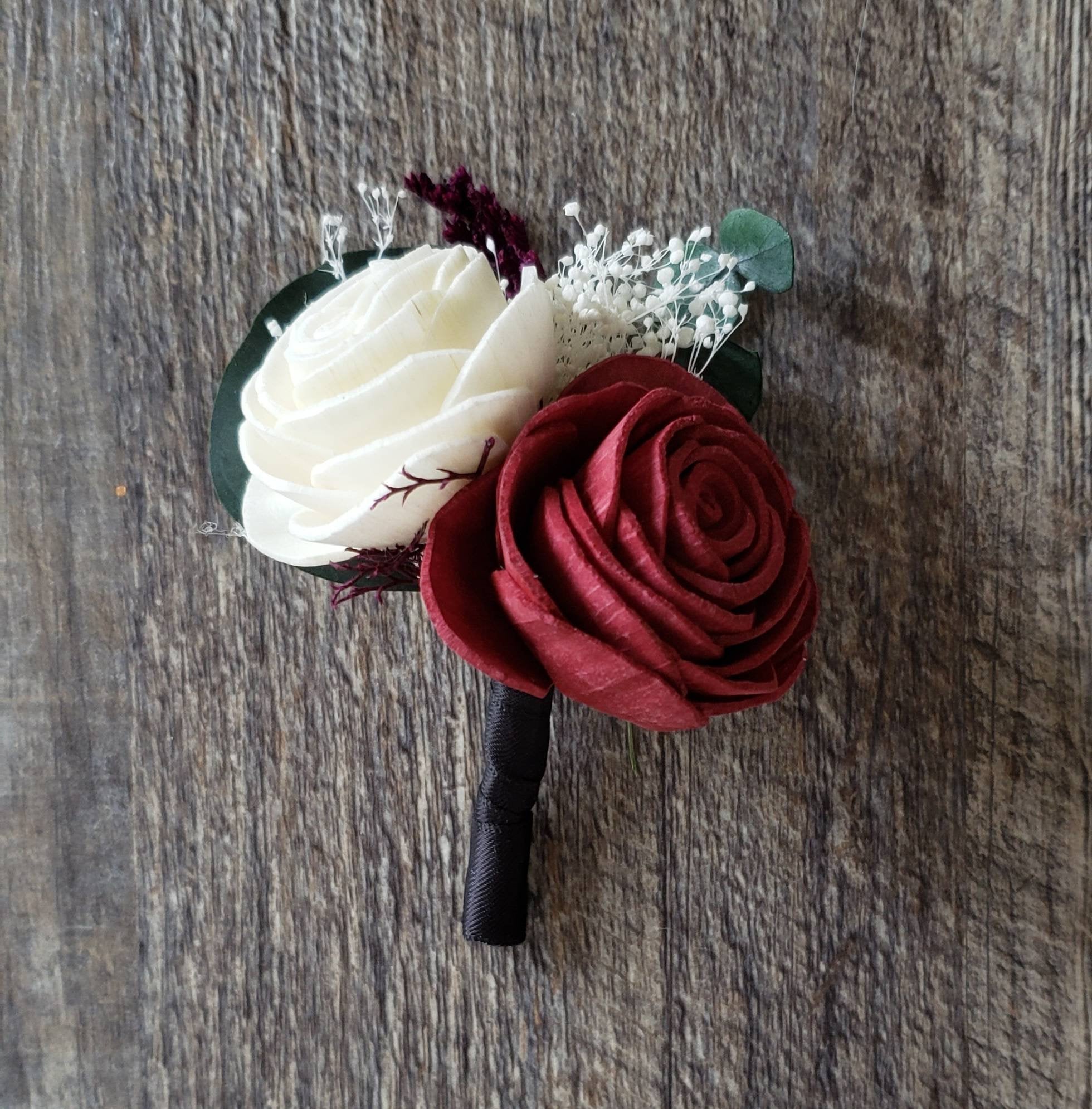 Burgundy Double Rose Boutonniere