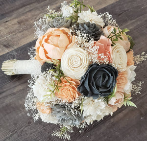 Peach and Grey Sola Bouquet