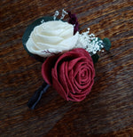 Burgundy Double Rose Boutonniere