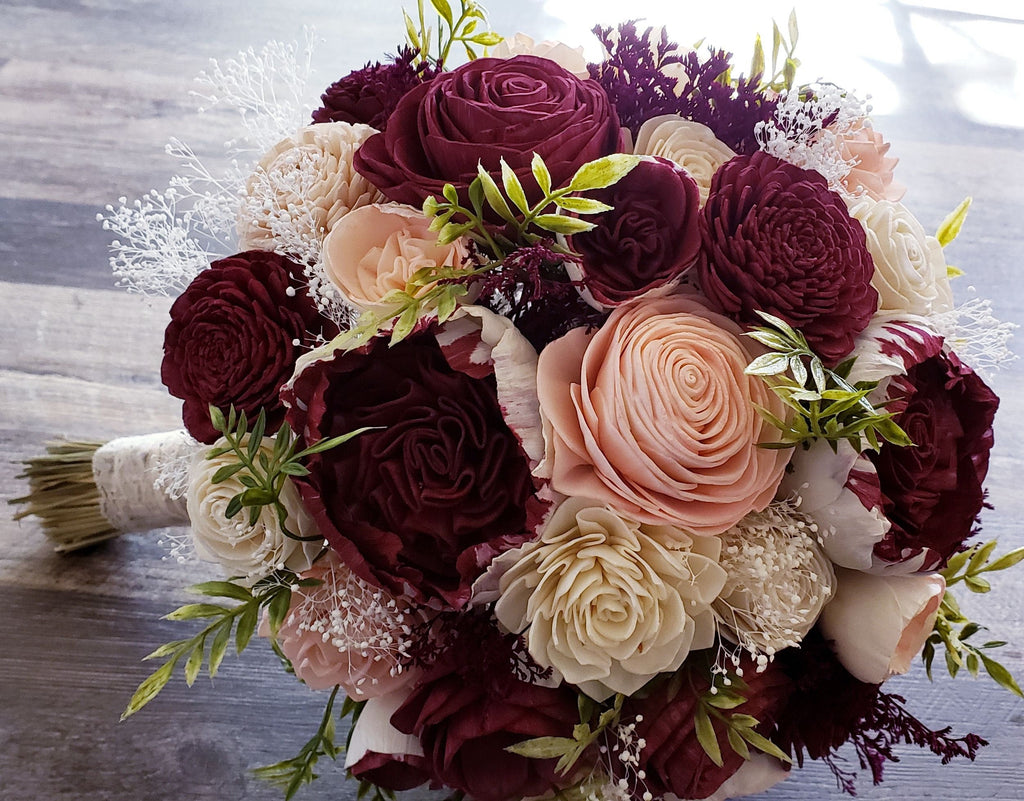 Burgundy Wine and Blush Sola Bouquet