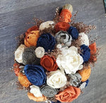Orange and Navy Blue Bouquet with Rose Gold