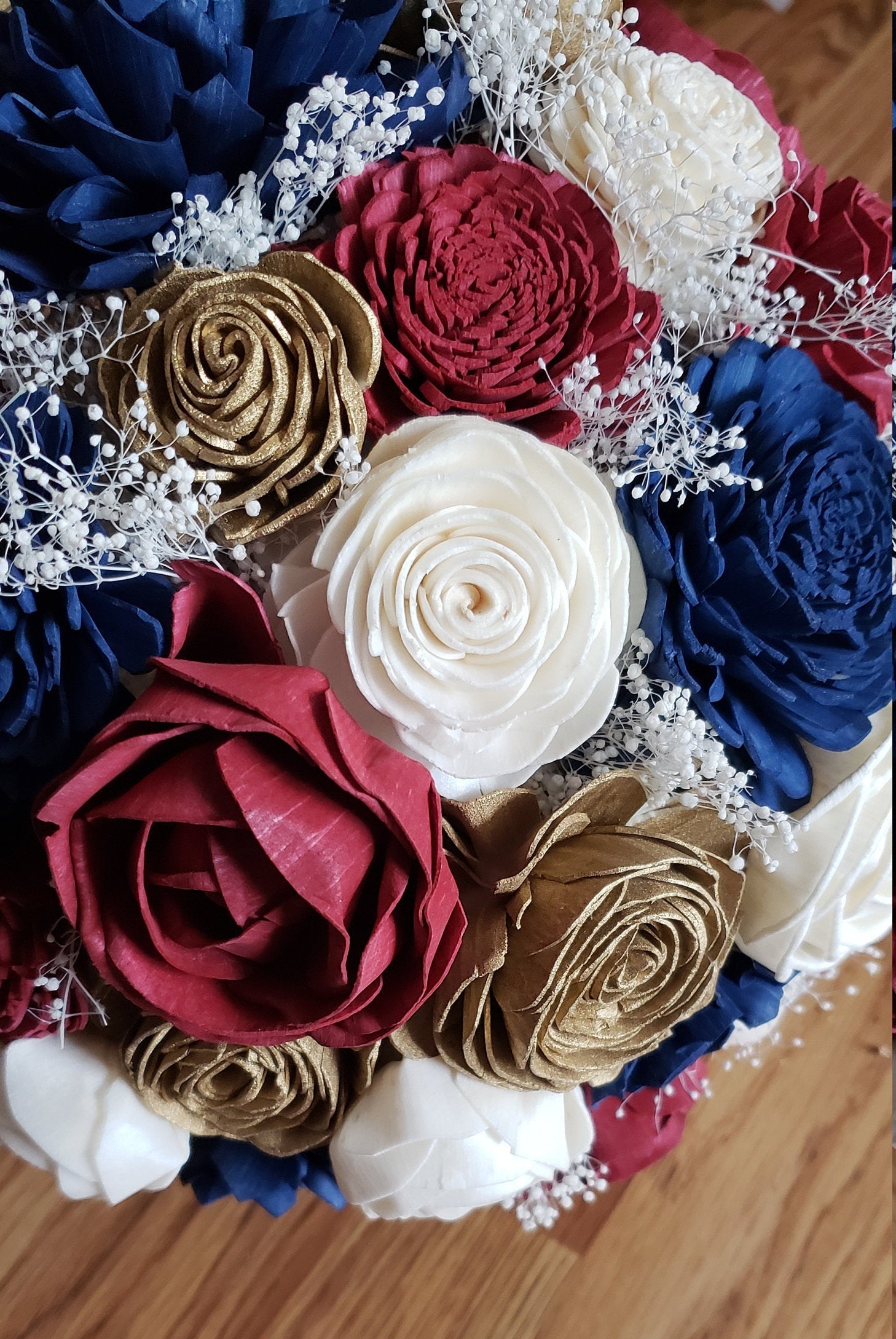 Burgundy, Navy, and Gold Bouquet