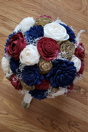Burgundy, Navy, and Gold Bouquet