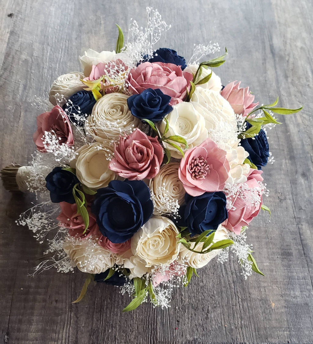 Dusty Pink and Navy Blue Bouquet
