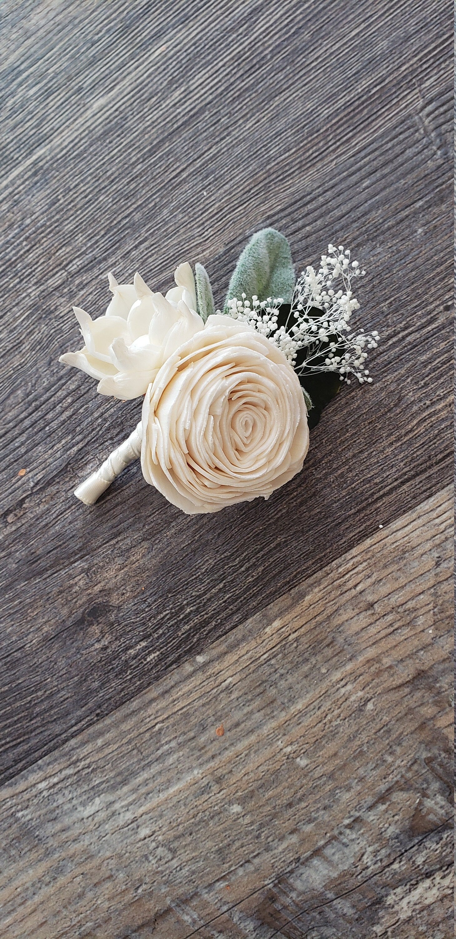 Ivory Gardenia and Rose Boutonniere