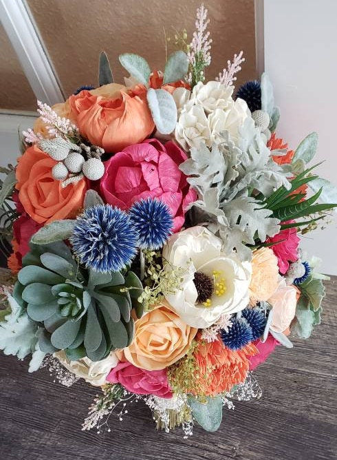 live succulent bouquet Bright Pink Spring Succulent Bouquet