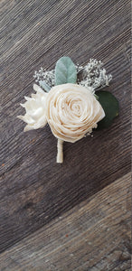 Ivory Gardenia and Rose Boutonniere