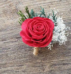 Red Rose and Pine Boutonniere
