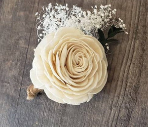 Rustic Ivory Rose Boutonniere
