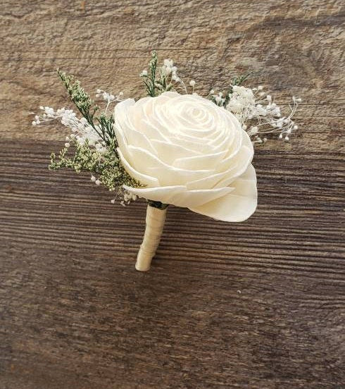 Ivory Rose Boutonniere