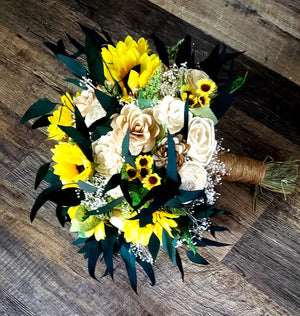 Sunflowers and Greens Bouquet