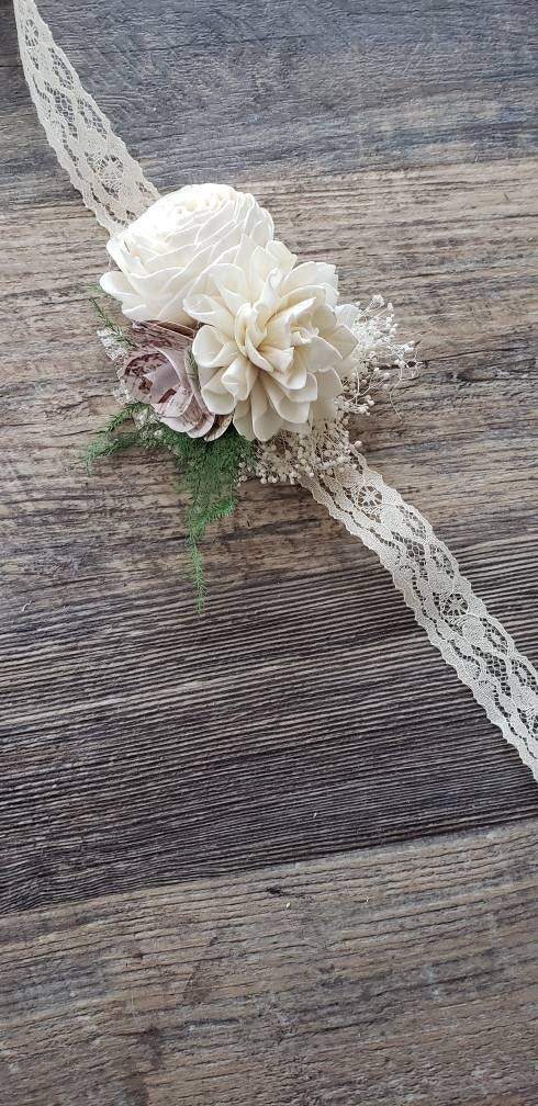 Map Flower Wooden Corsage