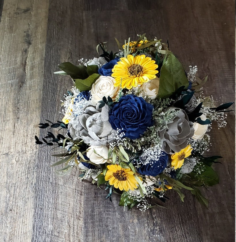 Navy Blue Sunflower Bouquet